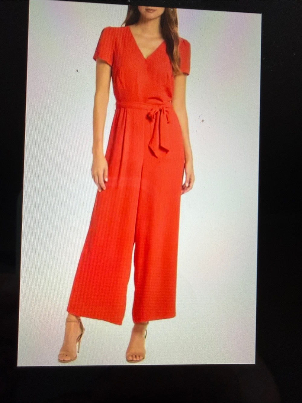 J Crew - Red Short Sleeve Wrap Jumpsuit with Belt - Size 10